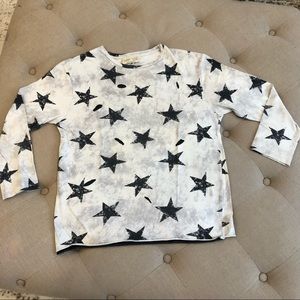 Zara Boys Distressed Stars Long Sleeved Tee Sz 9/10